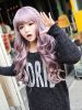 Lavender Blunt Bangs Curly Long Wig