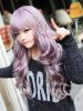 Lavender Blunt Bangs Curly Long Wig