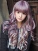Lavender Blunt Bangs Curly Long Wig