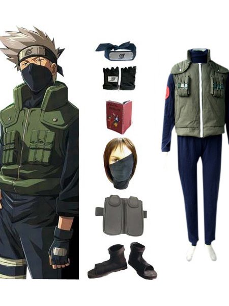 Naruto Katake Kakashi Deluxe Men's Cosplay  Costume and Accessories