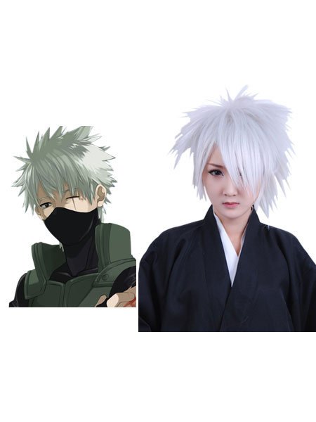 White Naruto Hatake Kakashi Cosplay Wig
