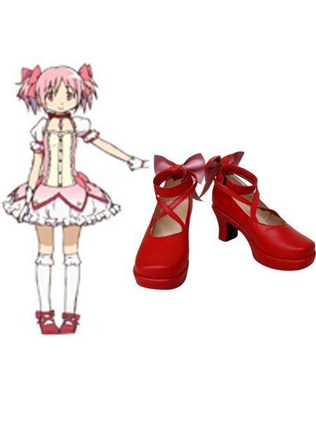Kaname Madoka Puella Magi Madoka Magica Faux Leather Cosplay Shoes (size: Female US 4.5)