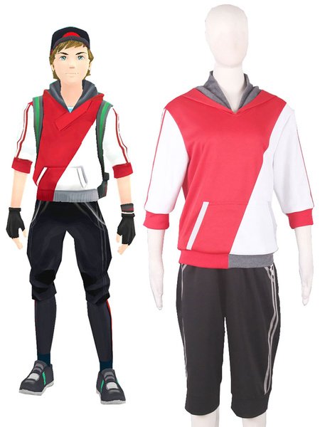 Pocket Monster Pokemon GO Male Trainer Avatar Anime Cosplay Costume (size: Female L)
