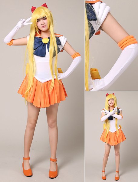 Sailor Moon Sailor Venus Halloween Cosplay Costume Aino Minako (size: Female XS)