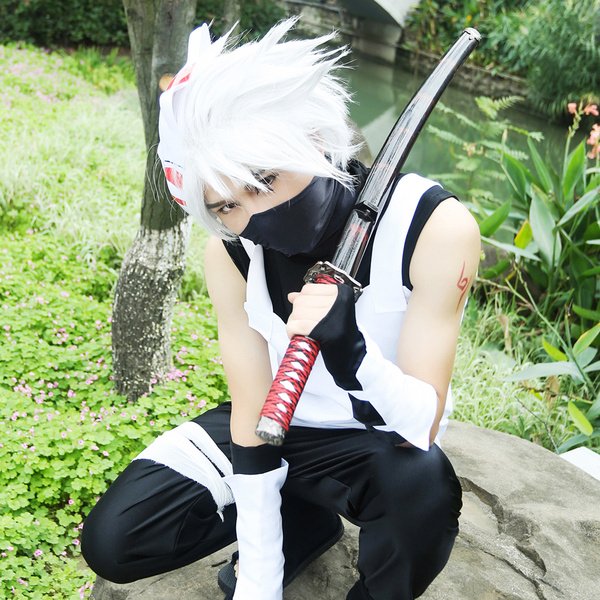 Trendy Naruto Hatake Kakashi Dark-Parts Costume (size: L)